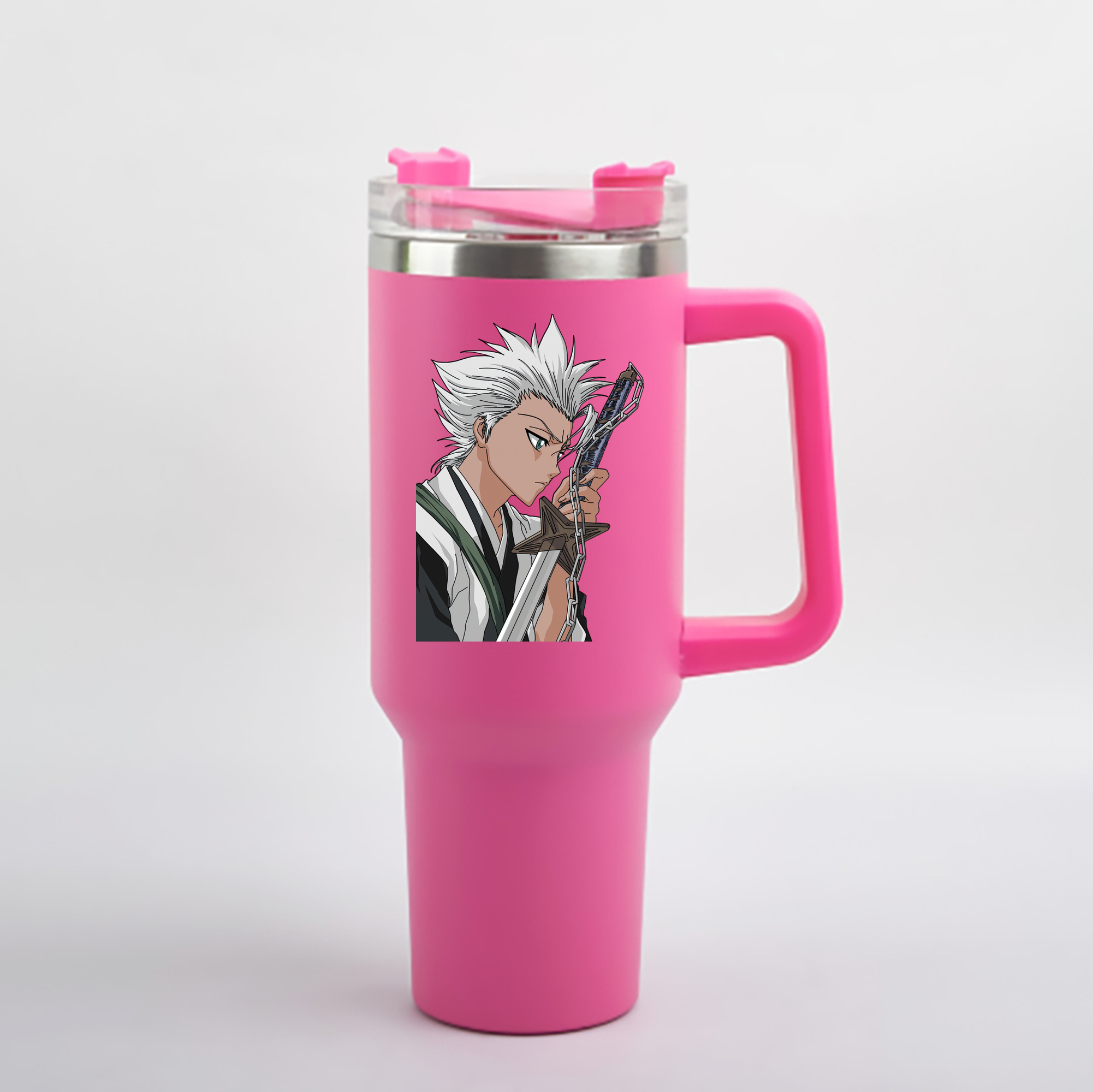 （画像用） ブリーチ 日番谷冬獅郎（ひつがや とうしろう） BLEACH Hitsugaya Toushirou 1200mL車用タンブラー - クリスタルステッカー（プラスチックストロー付き）